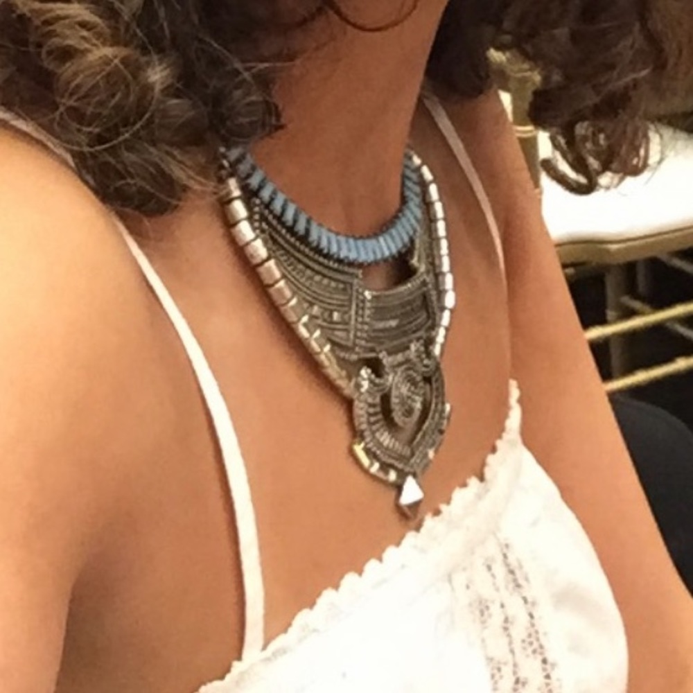 Sugarfix By Bauble Bar Silver-tone Statement Turquoise Dangling Bib - Picture 12 of 15
